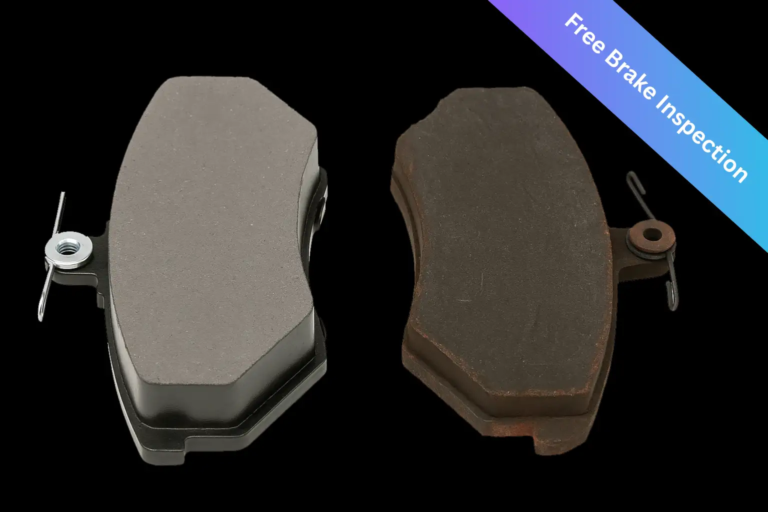 Comparison of a new brake pad and a worn brake pad