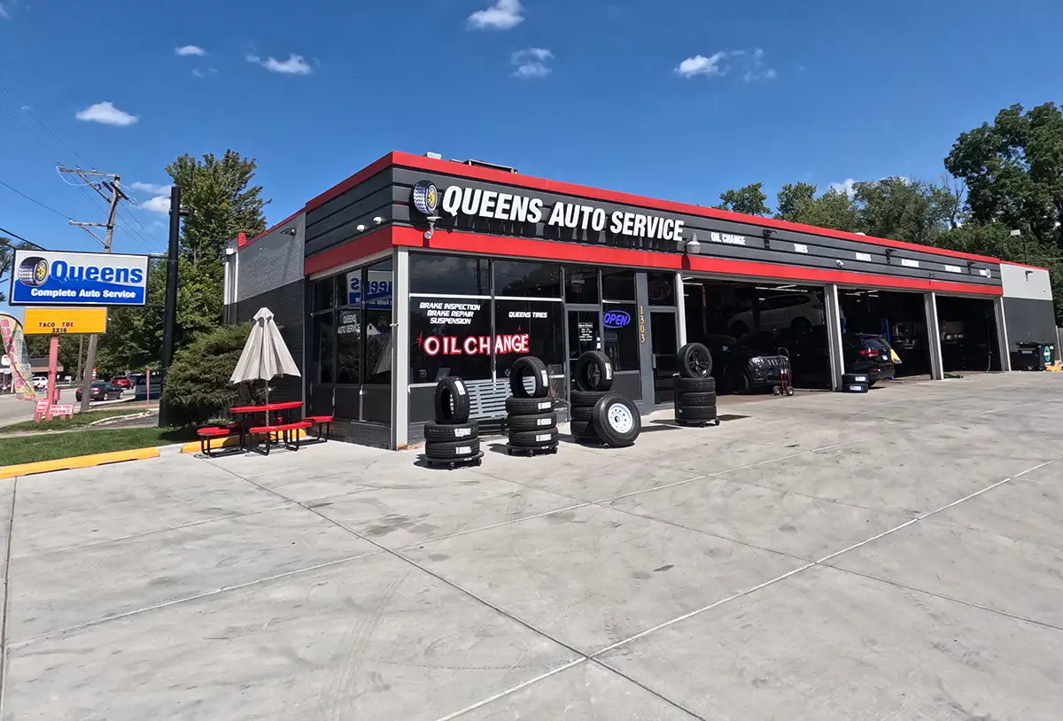 The exterior of Queens Auto Service shop in Elgin.